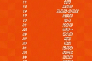 山東泰山足球俱樂部一線隊(duì)球員名單（2025.7.21）