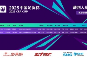 足協(xié)杯今日裁判安排：麥麥提江、唐順齊分別出任兩場比賽VAR