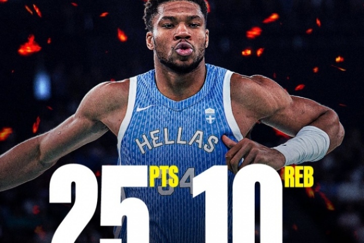 字母哥歐錦賽熱身賽首秀??15分鐘12中9爆砍25分10板3助2斷2帽