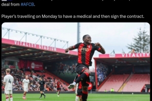 羅馬諾：伯恩茅斯20歲前鋒阿杜-阿杰伊將轉會里耶卡，周一體檢