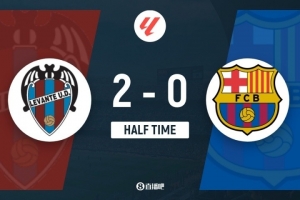 半場(chǎng)-巴薩暫0-2萊萬(wàn)特 費(fèi)蘭-托雷斯中橫梁巴爾德送點(diǎn)