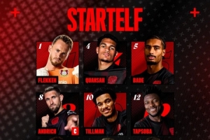 勒沃庫森vs法蘭克福首發(fā)：寬薩、巴斯克斯、?？顺鰬?zhàn)