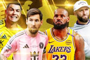 英媒盤點去年體壇收入榜：C羅1.92億鎊第1，梅西第3詹姆斯第4