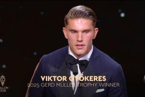 54球13助！官方：約克雷斯獲2025蓋德·穆勒獎(jiǎng)，當(dāng)選年度最佳前鋒