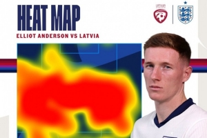 覆蓋范圍極大！英格蘭隊(duì)官方曬安德森對拉脫維亞熱區(qū)圖