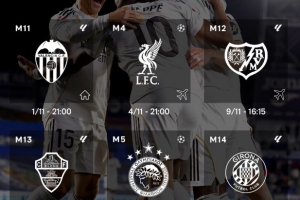 皇馬官方曬11月賽程：主場戰(zhàn)瓦倫西亞后將迎5連客，含客戰(zhàn)利物浦