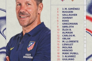 馬競(jìng)主場(chǎng)對(duì)陣塞維利亞大名單：格列茲曼領(lǐng)銜，巴里奧斯缺席