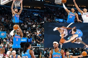 志在衛(wèi)冕！雷霆8勝0負(fù)創(chuàng)隊史最佳開局 賽后官方分享海報