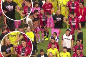 ESPN：誰(shuí)規(guī)定的？梅西保鏢都可以進(jìn)場(chǎng)推搡球員??