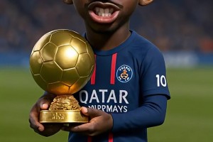 Q版登貝萊挑逗姆巴佩：你羨慕嗎？這金球獎抱著手里還挺沉的??